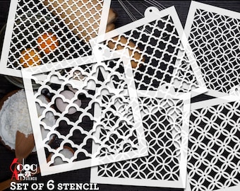 6 modèles de pochoirs à biscuits motif marocain numérique SVG DXF fichiers vectoriels Téléchargement bricolage Mylar Film découpe artisanat Silhouette Cricut JB-1568