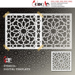Sömlös Medina Mönster SVG Heldragen Schablonmall för Laser-/Cricut-skärning, JS-67
