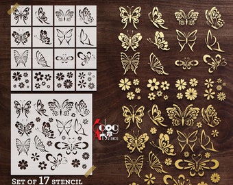 Butterfly Digital Stencil and Decal Templates SVG DXF vector files Mylar Film Vinyl Laser Cutting Cookie Stencils Cricut Download JB-1482