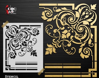 Victorian Corner and Border Stencil / Decal Digital Templates SVG DXF files Vinyl Mylar Cutting Silhouette Cricut Digital Download JB-1438