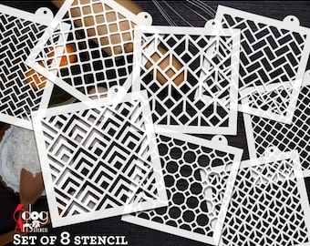 8 Digital Cookie Stencil Templates SVG DXF vector files Download diy Mylar Film Cutting Crafts Silhouette Cricut Brick Parquet JB-1566