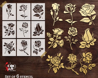 9 Plantillas de plantilla digital de flor de rosa SVG DXF eps pdf png archivos Mylar Film Cutting Wall Tile Scrapbooking Laser Cricut Descargar JB-1506