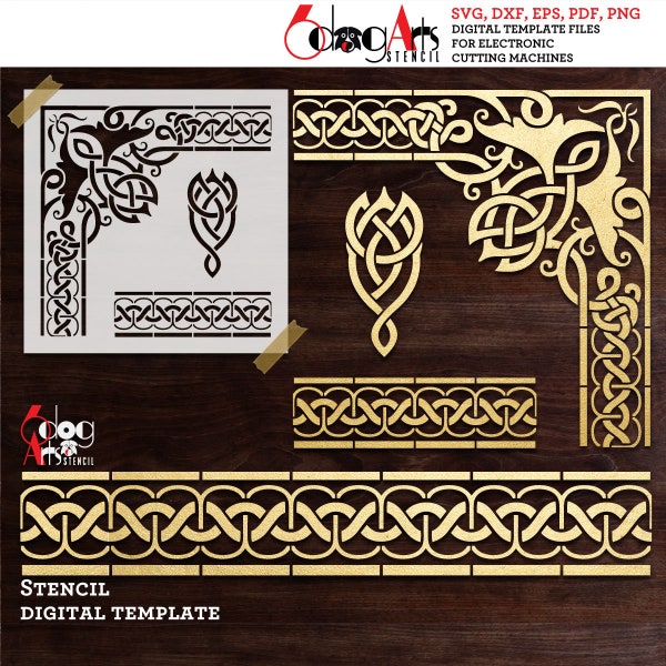 Damask Arabesque Border Stencil / Decal Digital Template SVG DXF files diy Mylar Vinyl Cutting Cookie Stencils Cricut Download JB-1428