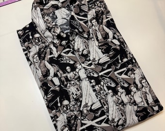 Men's Star Wars Button Up Shirt | Men's Disney Shirt | Black and White Star Wars