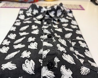 Men's Halloween Button Up Shirt | Distressed Men's Button Up Shirt | Ghost Shirt