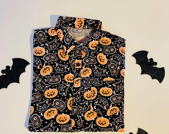 Men's Vintage Style Halloween Button Up Shirt | Spoopy Men's Button Up Shirt | Jack-o-lantern Shirt