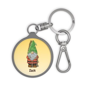 Personalized Keychain, Gnome Key Ring with ASL I Love You Design, Bag Accessory, Personalized Keychain, Custom Key Ring, Gnomes