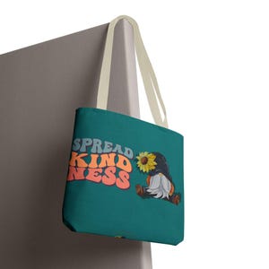 Sunflower Gnome Tote Bag, Kindness Tote, Carryall Bag, Reusable Shopping Bag, Floral Tote, Garden Lover Gift, Gardener Gift, Gnome Gift