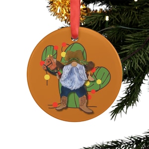 Home On The Range Cowboy Christmas Acrylic Ornament, Western Christmas Decor, Western Christmas Ornament, Rustic Christmas Ornament