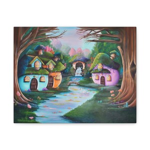 Verzauberter Wald Gemälde, Fantasy Kunst, Feenhaus, Fantasy, Wald Dekor, Wald, Wald, Feentür, Titel: Wo The River Bends