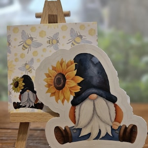 Bumble Bee Gnome Stationery Set - Matching 3M Post-it® Note Pad and Vinyl Sticker Bundle