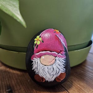 Hand-Painted Gnome Rock: Serenity Stone, Handpainted Art, Unique Painted Rocks, Serenity Stones, Worry Stone, Handpainted Rocks