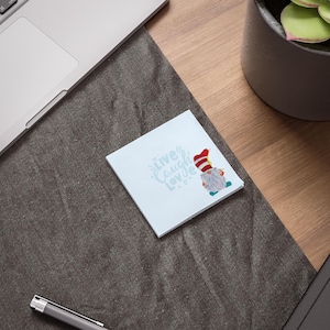 Gnome Post-it® Notes,  Sticky Notes, Inspirational Memo Pad, Cute Office Supplies, Set of 50 Sheets, Live Love Laugh, Daily Inspiration
