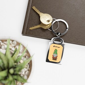 Personalized Keychain, Gnome Key Ring with ASL I Love You Design, Bag Accessory, Personalized Keychain, Custom Key Ring, Gnomes