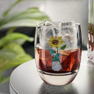 Bicchiere da whisky a forma di gnomo girasole: bicchiere floreale stravagante