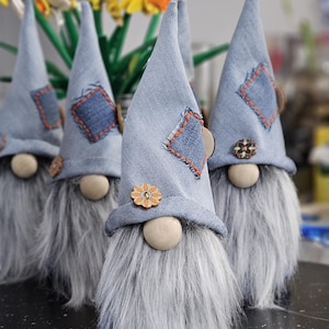 Handmade Denim Gnome: Unique Collectible Gnome Decor