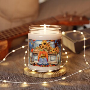 Fall Harvest Scented Soy Candle, 9oz - Old Truck, Sunflower, Pumpkin, Gnome - Autumn Decor, Thanksgiving Gift, Home Fragrance, Hand-poured,
