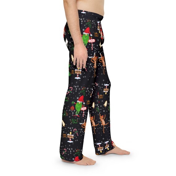 Men s Christmas Gnomes Elves and Dancing Reindeer Pajama Pants