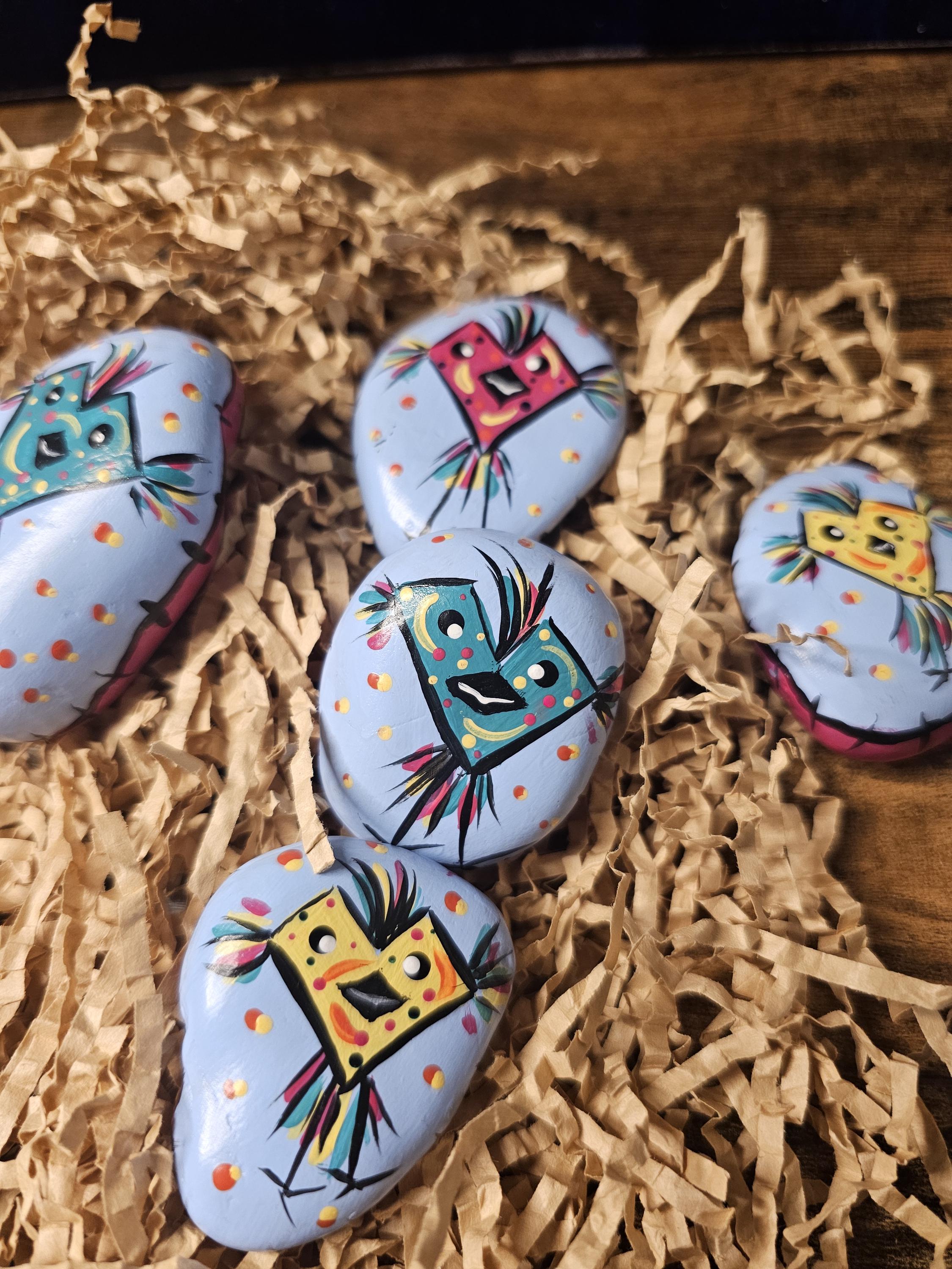 Hand-painted Bird Rocks: Whimsical Serenity Stones - Etsy