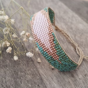 Green Turquoise Bead Loom Bracelet/Handwoven Miyuki Delica Bracelet/Loom Beaded Bracelet/Bracelet for Women/Boho Bracelet/Stacking Bracelet image 7