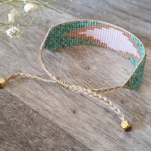 Green Turquoise Bead Loom Bracelet/Handwoven Miyuki Delica Bracelet/Loom Beaded Bracelet/Bracelet for Women/Boho Bracelet/Stacking Bracelet image 8
