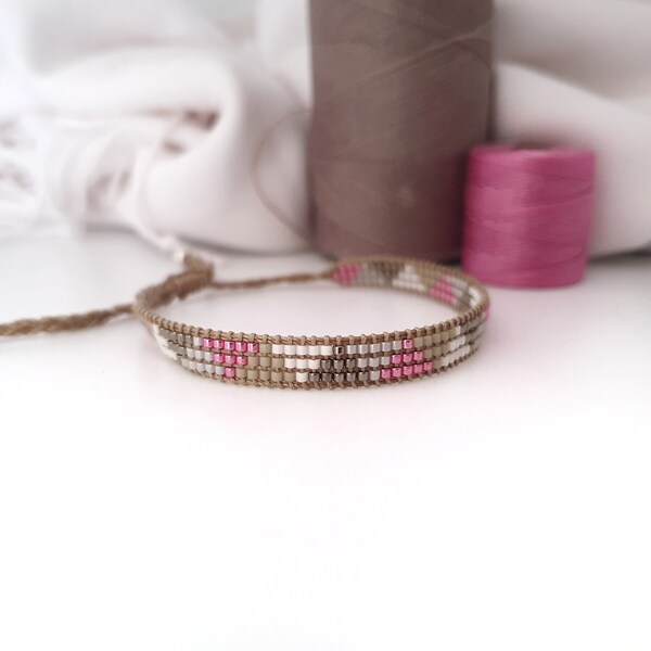 ROMANCE Beaded Armcandy/Miyuki Pearls Loom Bracelet/Beadwoven Bracelet/Friendship Bracelet/Geometric Bracelet/Summer Style Bracelet