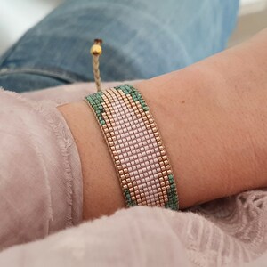 Green Turquoise Bead Loom Bracelet/Handwoven Miyuki Delica Bracelet/Loom Beaded Bracelet/Bracelet for Women/Boho Bracelet/Stacking Bracelet image 9