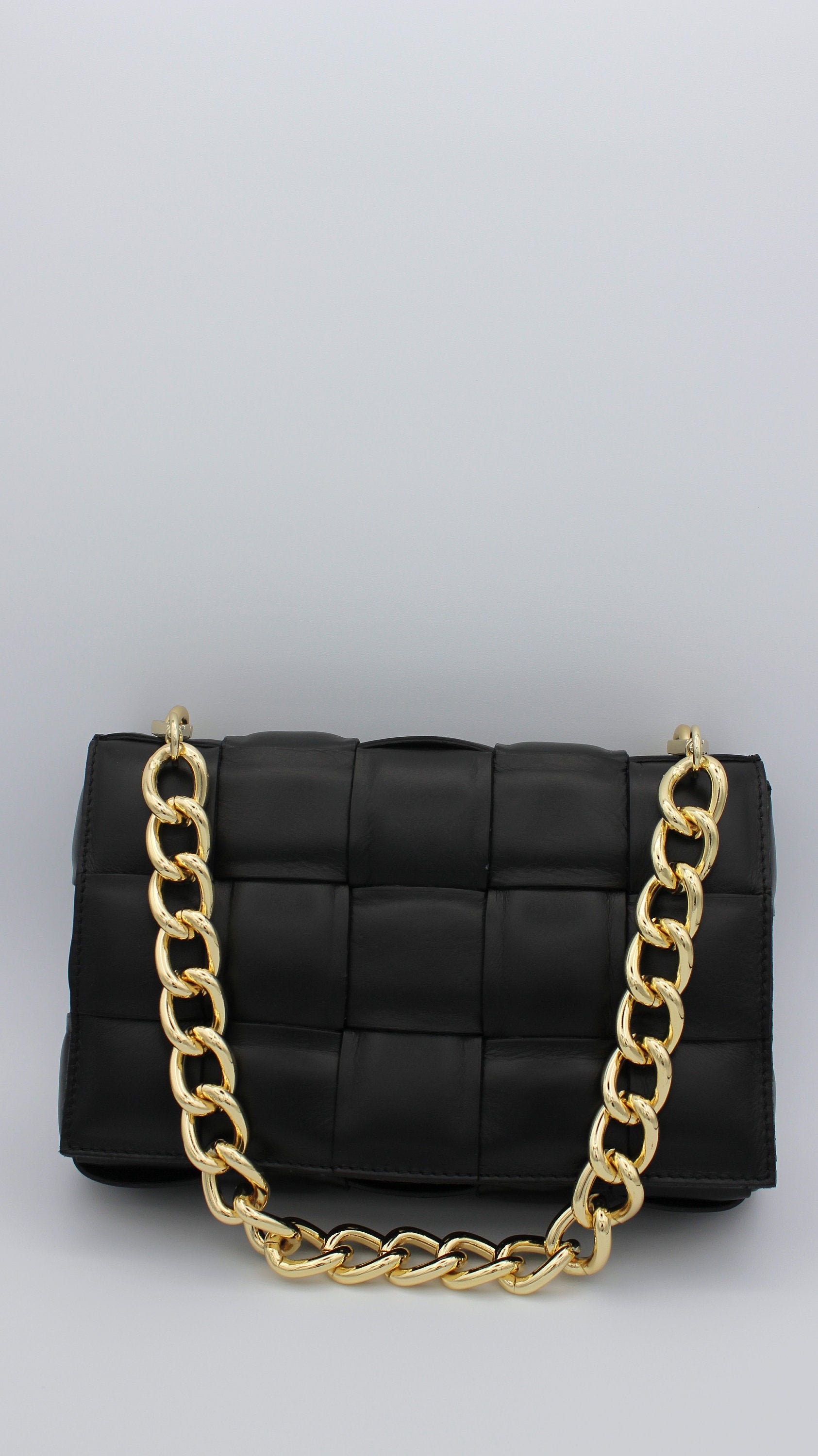 Authentic Luxury Genuine Leather Bag With Chunky Gold Chain Etsy