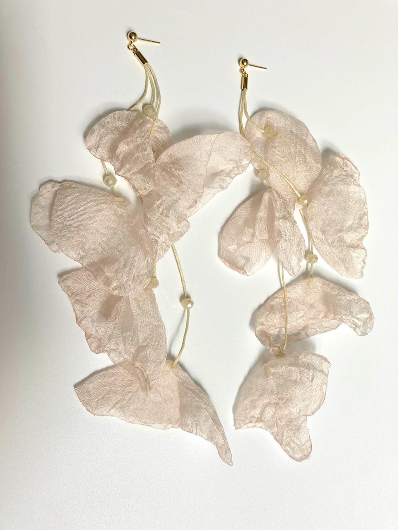 Floral Silk Earrings Fabric Earring Mustard Earring Tassel Etsy