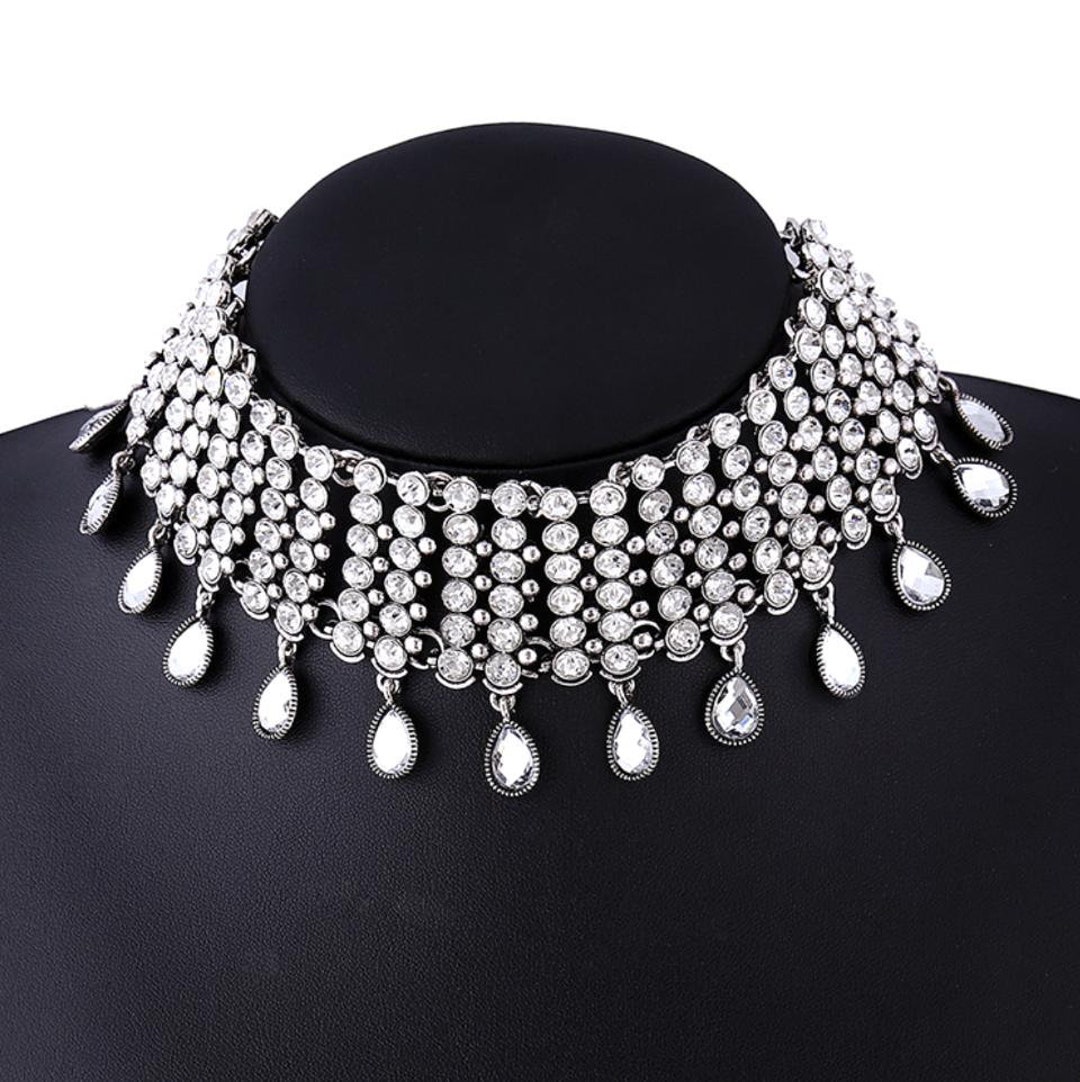 Silver Rhinestone Choker: Sparkly Crystal Fashion Necklace - Etsy