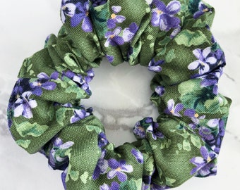 Green Floral Scrunchies