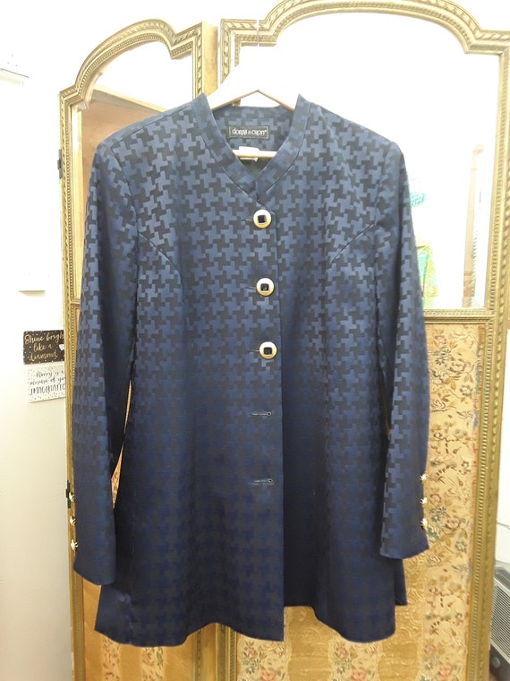 Blue and black dogtooth blazer