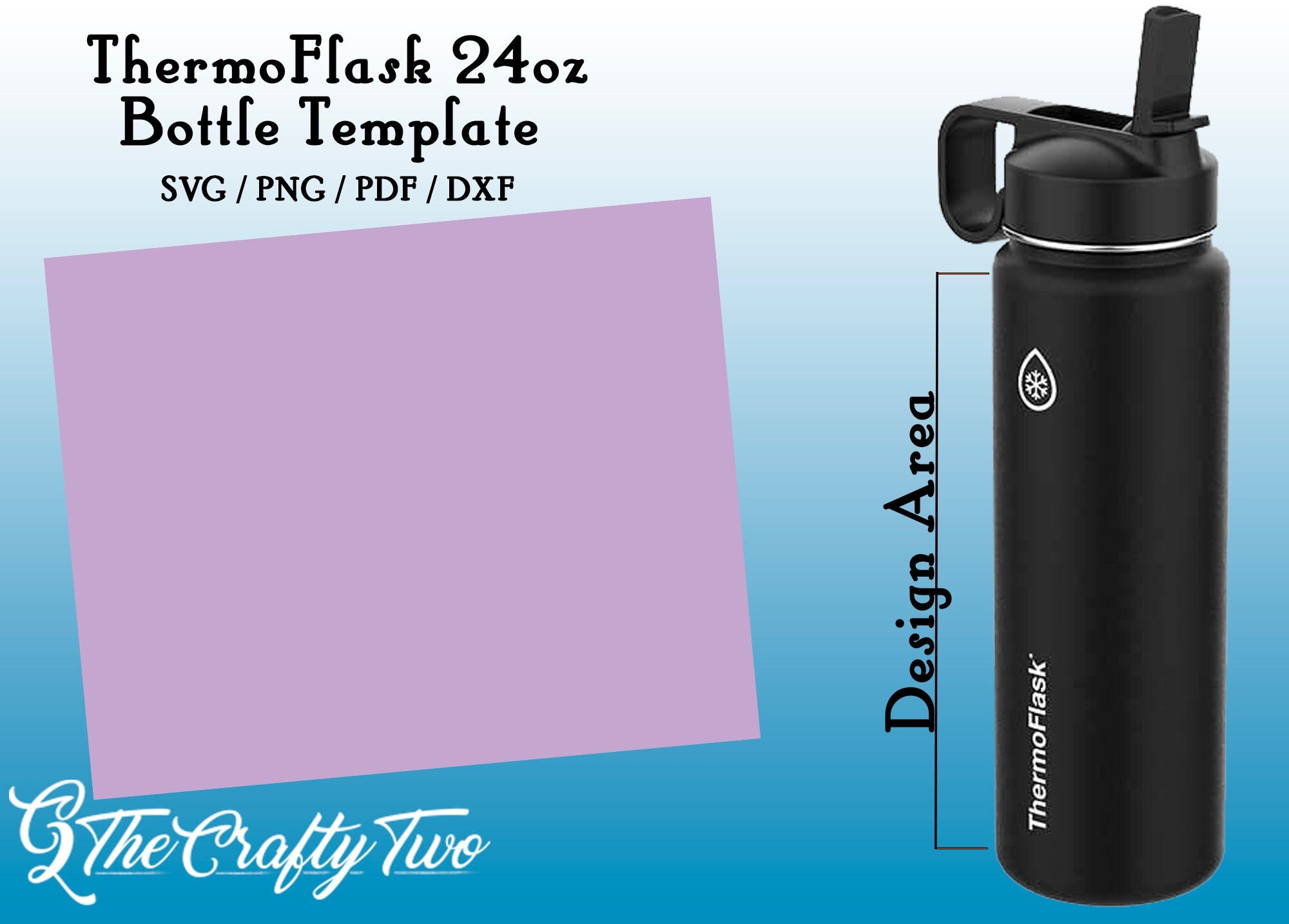 ThermoFlask 24oz Water Bottle Template SVG