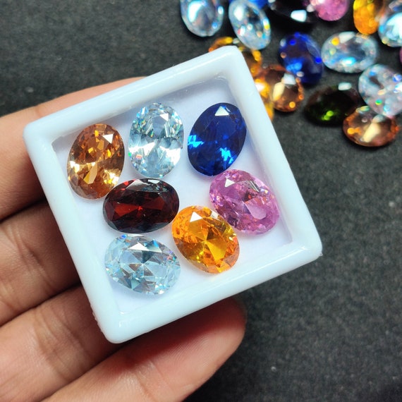 Multi Color Zircon Stone Lot, Oval Faceted Gemstones (10-20 mm)