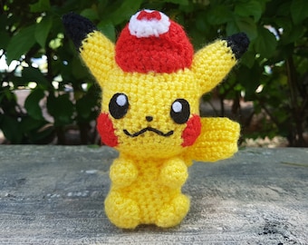 かぎ針編みのピカチュウ、あみぐるみ、ピカチュウ、ピカチュウの