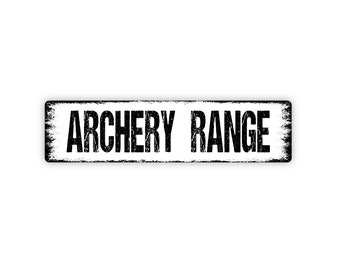 Archery Range Sign - Rustic Metal Street Sign or Door Name Plate Plaque