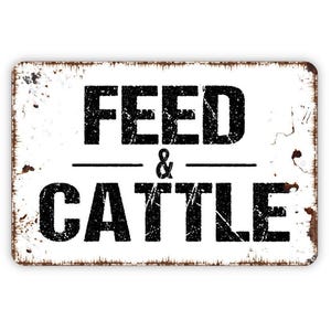 Feed and Cattle Sign | Farm Ranch Wall Decor | Rustic Barn Country Art | Livestock Feed Sign | Metal Sign or Canvas Wall Art image 5
