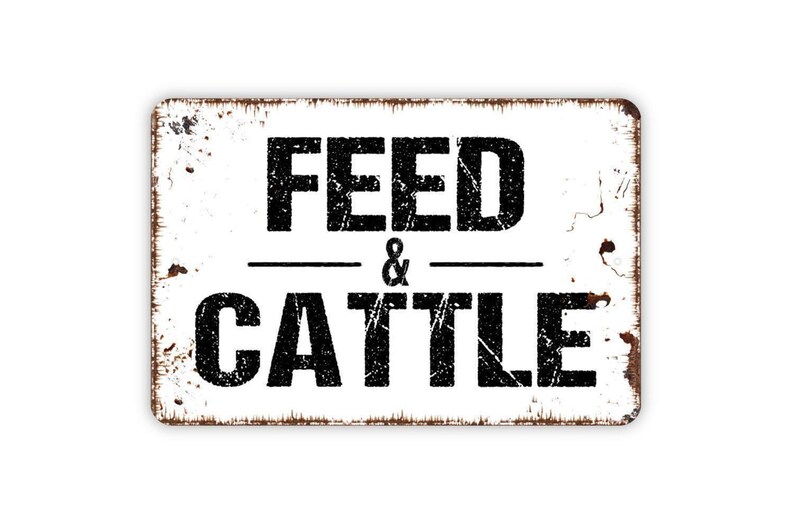 Feed and Cattle Sign | Farm Ranch Wall Decor | Rustic Barn Country Art | Livestock Feed Sign | Metal Sign or Canvas Wall Art image 5