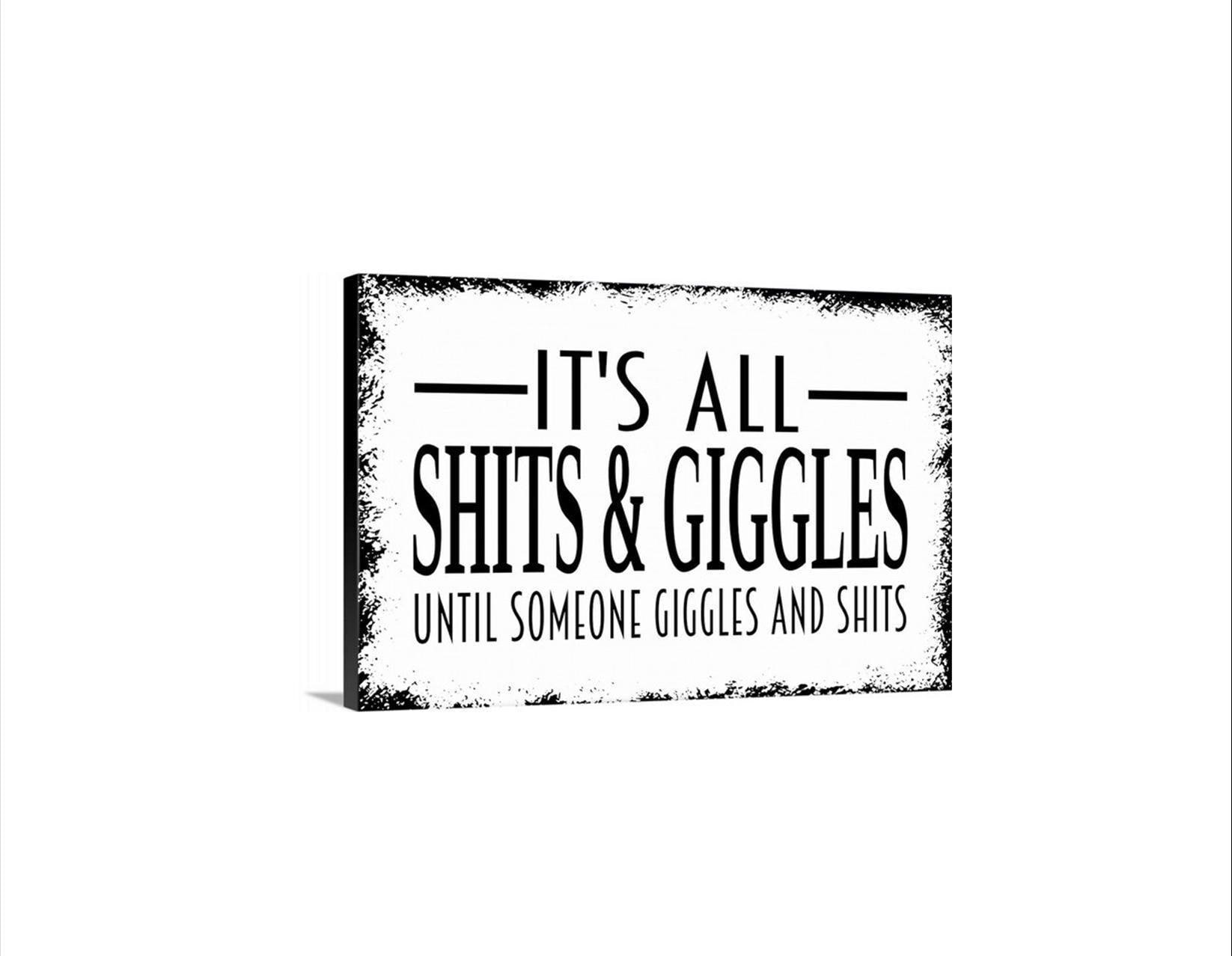 SKYC Targa In Metallo 20x30 Cm - Scritta Umoristica 'It's All Shits And Giggles...' - Stile Vintage Per Bagno, Officina, Pub - Decorazione Da Parete