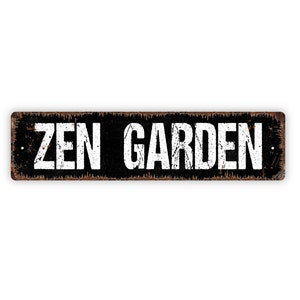 Zen Garden Sign - Rustic Metal Street Sign or Door Name Plate Plaque