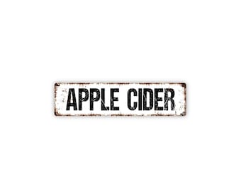 Apple Cider Metal Sign | Fall Kitchen Wall Decor for Farmhouse, Orchard, Autumn Drink Station | Rustic Seasonal Home Decor