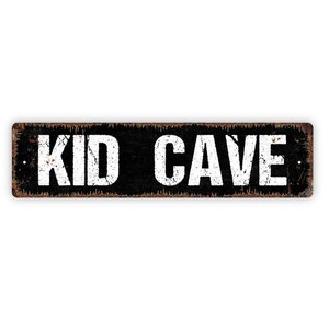 Kid Cave Sign | Metal Wall Decor for Playroom, Bedroom, Game Room, Kids Hangout Space | Fun Kids Only Cave Sign image 5