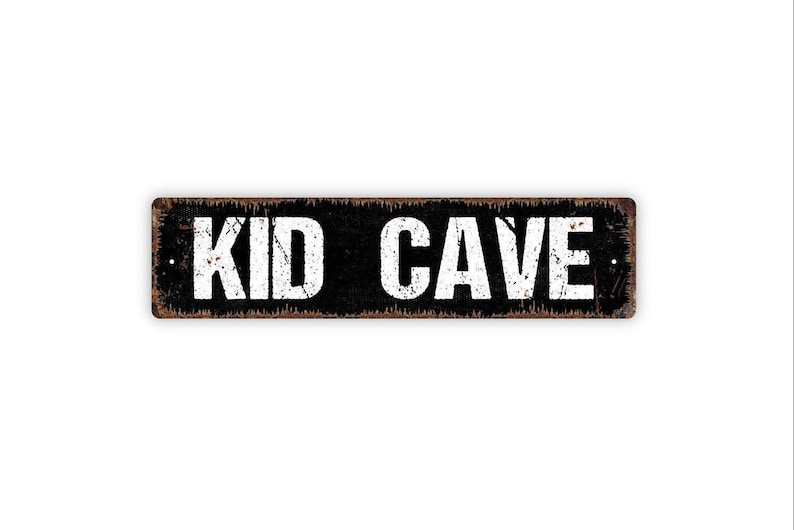 Kid Cave Sign | Metal Wall Decor for Playroom, Bedroom, Game Room, Kids Hangout Space | Fun Kids Only Cave Sign image 5