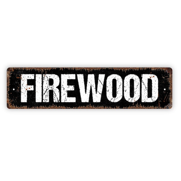 Firewood Sign - Campfire Fire Pit Camping Rustic Street Metal Sign or Door Name Plate Plaque