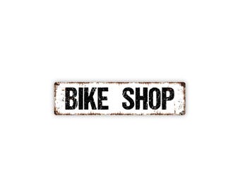 Bike Shop Sign | Metal Bicycle Wall Decor for Garage, Workshop, Repair Shop, Man Cave | Vintage Cycling Shop Style Decor