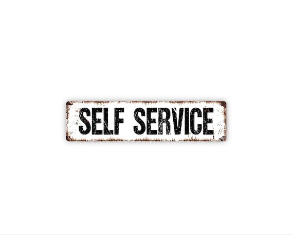 Self Service Sign | Customer Instruction Gift | Cafe Retail Counter Decor | Business Service Area Sign