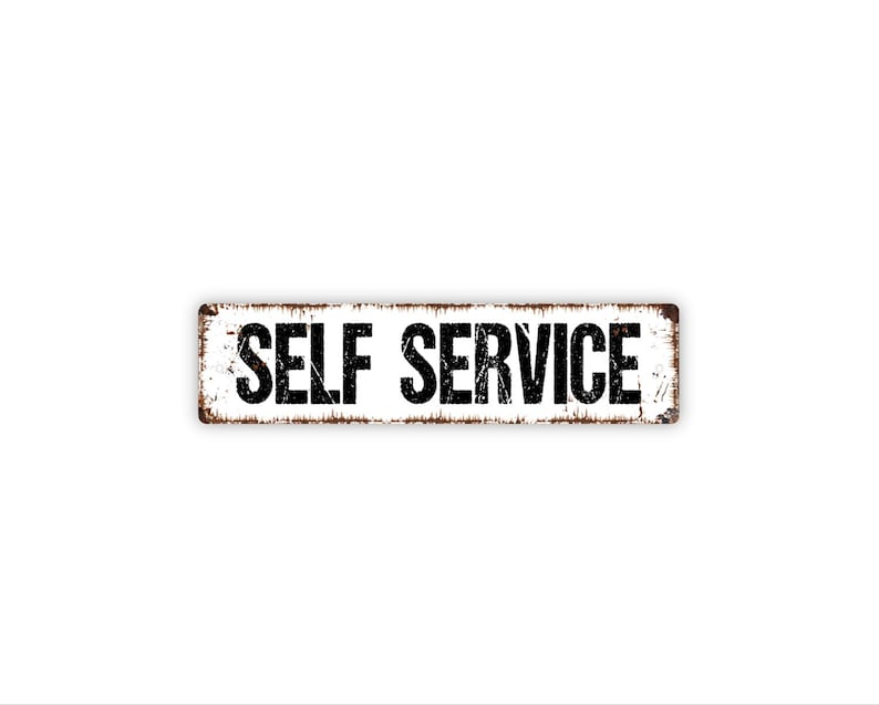 Self Service Sign | Customer Instruction Gift | Cafe Retail Counter Decor | Business Service Area Sign image 1