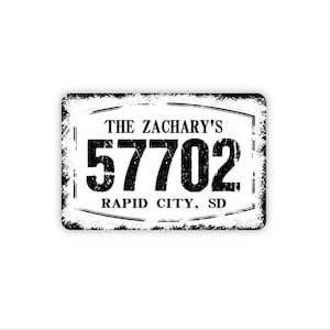Personalized Zip Code City State Last Name Address Sign | Custom Metal Sign or Canvas | Housewarming Gift | Family Home Wall Decor