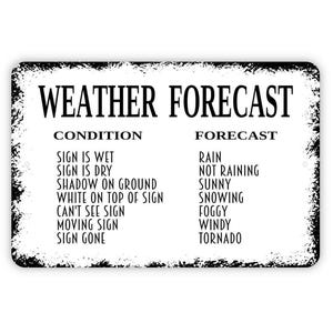 Weather Forecast Sign - Funny Metal Wall Art - Indoor or Outdoor