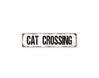 Cat Crossing Sign | Metal Animal Warning Sign for Yard, Driveway, Neighborhood, Farm | Outdoor Cat Area Crossing Decor